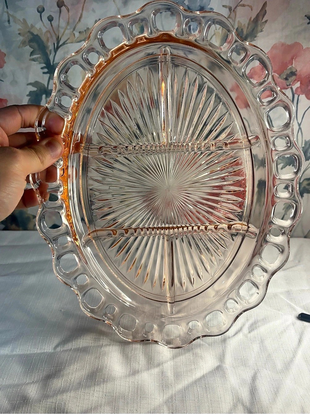 Vintage Geometric Glass Serving Tray